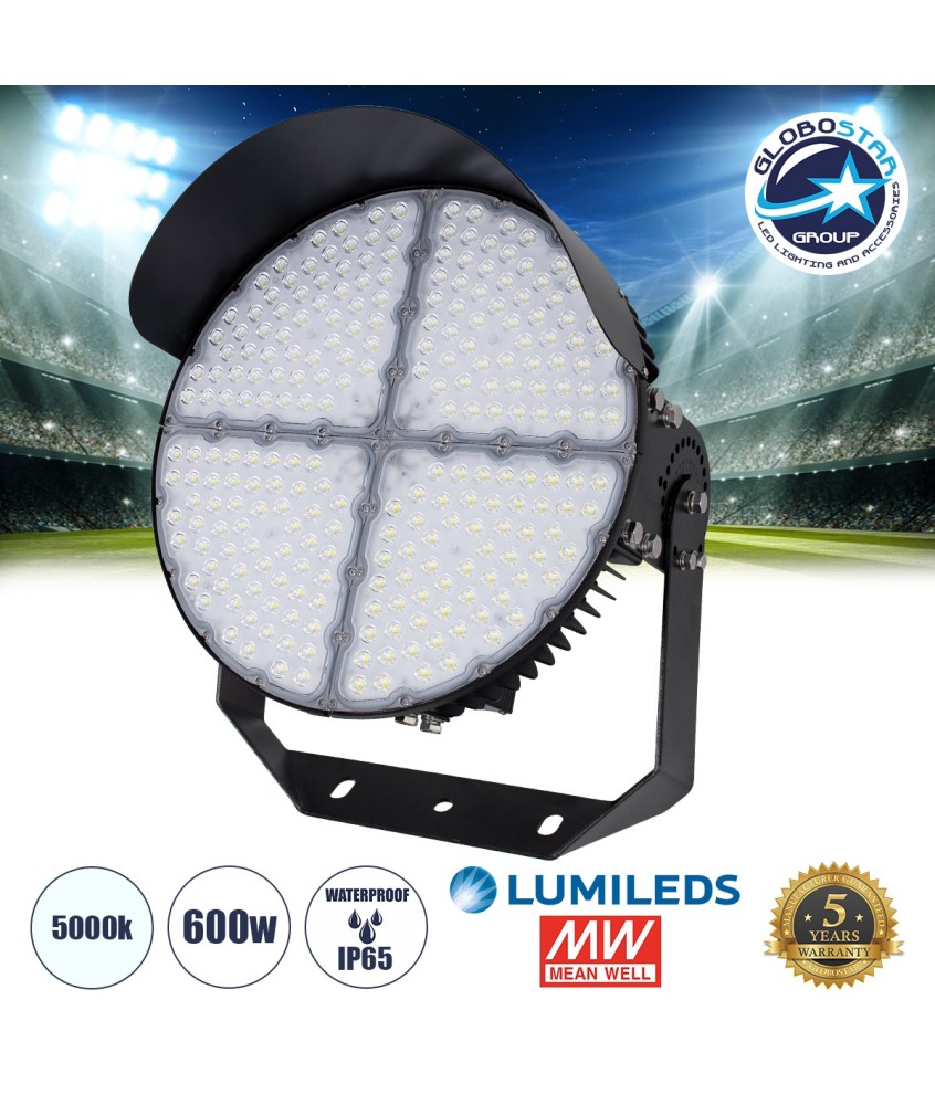 GloboStar® CYCLOP 90107 LED Προβολέας Γηπέδου 600W 96000LM 60° AC 100-277V IP65 - Ψυχρό Λευκό 5000K - MeanWell Driver & LumiLEDs Chip - 5 Years Warranty